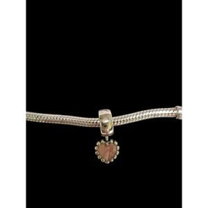 Authentic Pandora young love pink heart dangle charm Sterling 925 silver charm